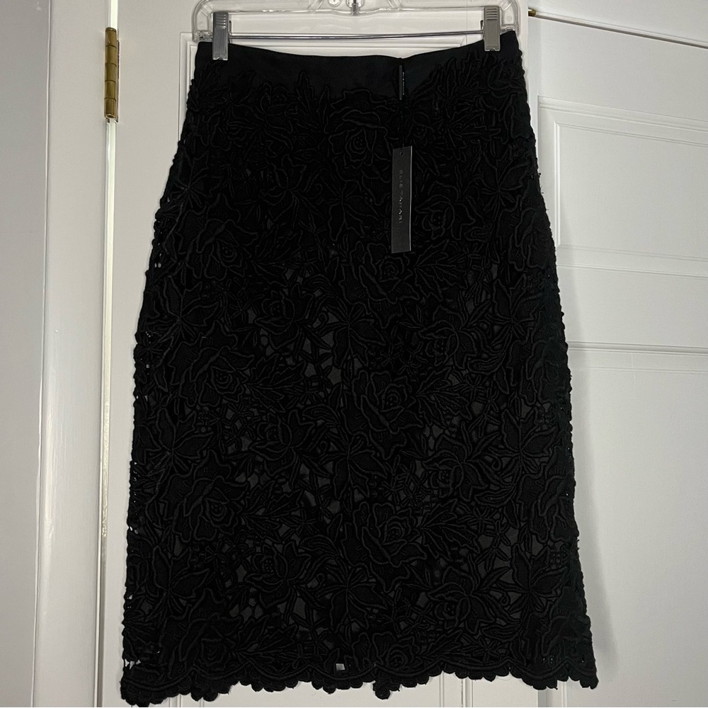 Elie Tahari Black Embellished Pencil Skirt Knee-Length